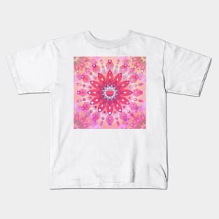 Tropical Pink Floral Mandala Kids T-Shirt